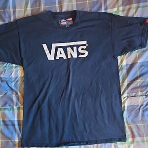 Vans Classic Navy Tee with White Logo Size L MENS